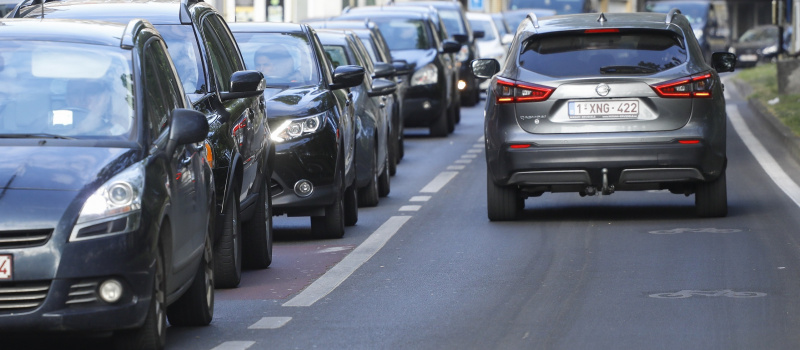 A line of cars in Brussels